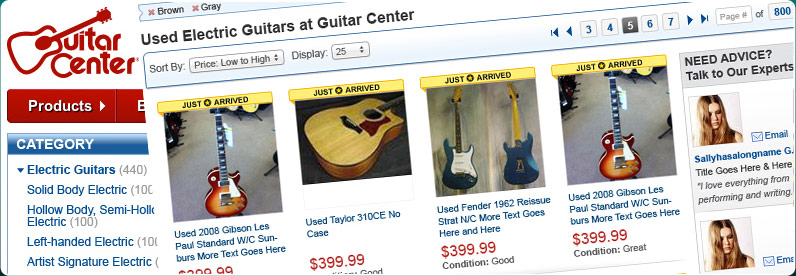 Guitar Center - User Experience Design / Web Design