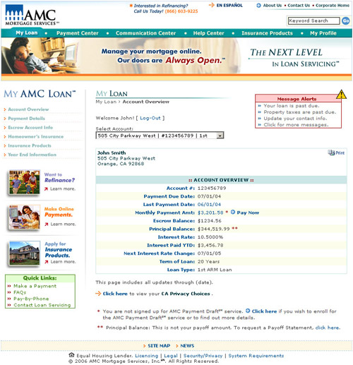 Ameriquest / AMC Mortgage Services Website Design