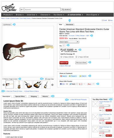 Guitar Center Website Wireframe