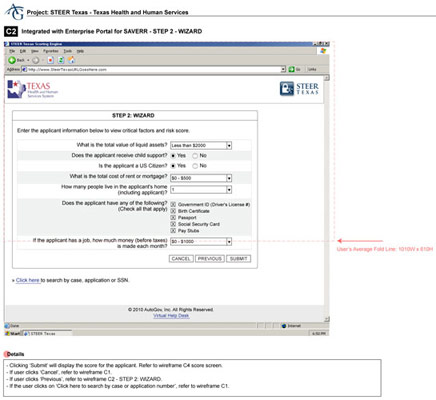 TX Health & Human Services: Wireframes for an internal application for the State of TX